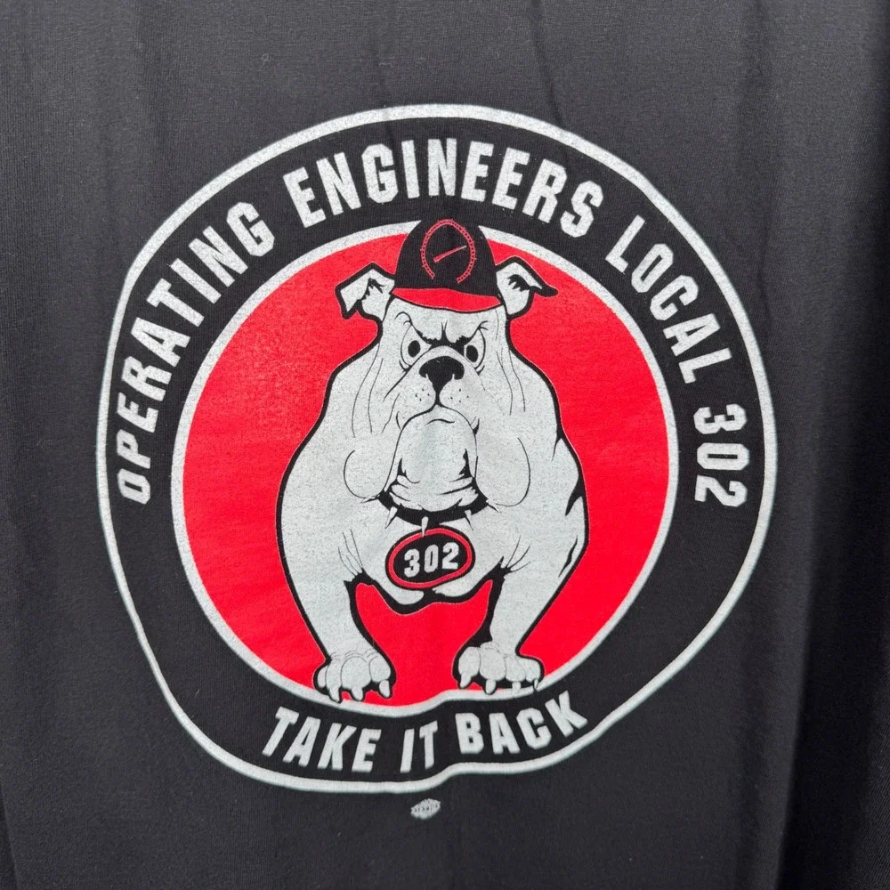 Bayside T-Shirt Mens 2XL Black Operating Engineers Local 302 Union Made in USA